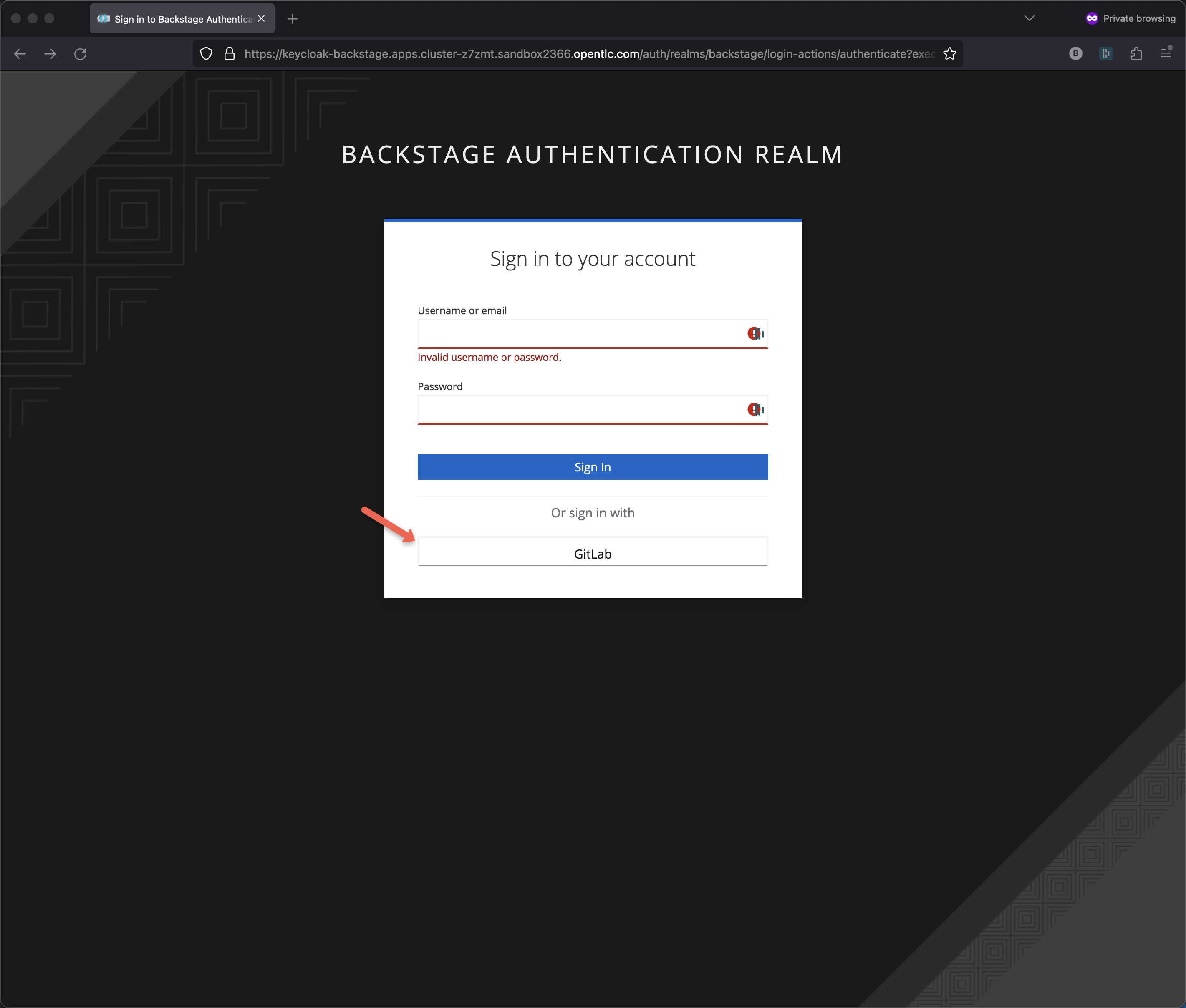 login dev user1 2