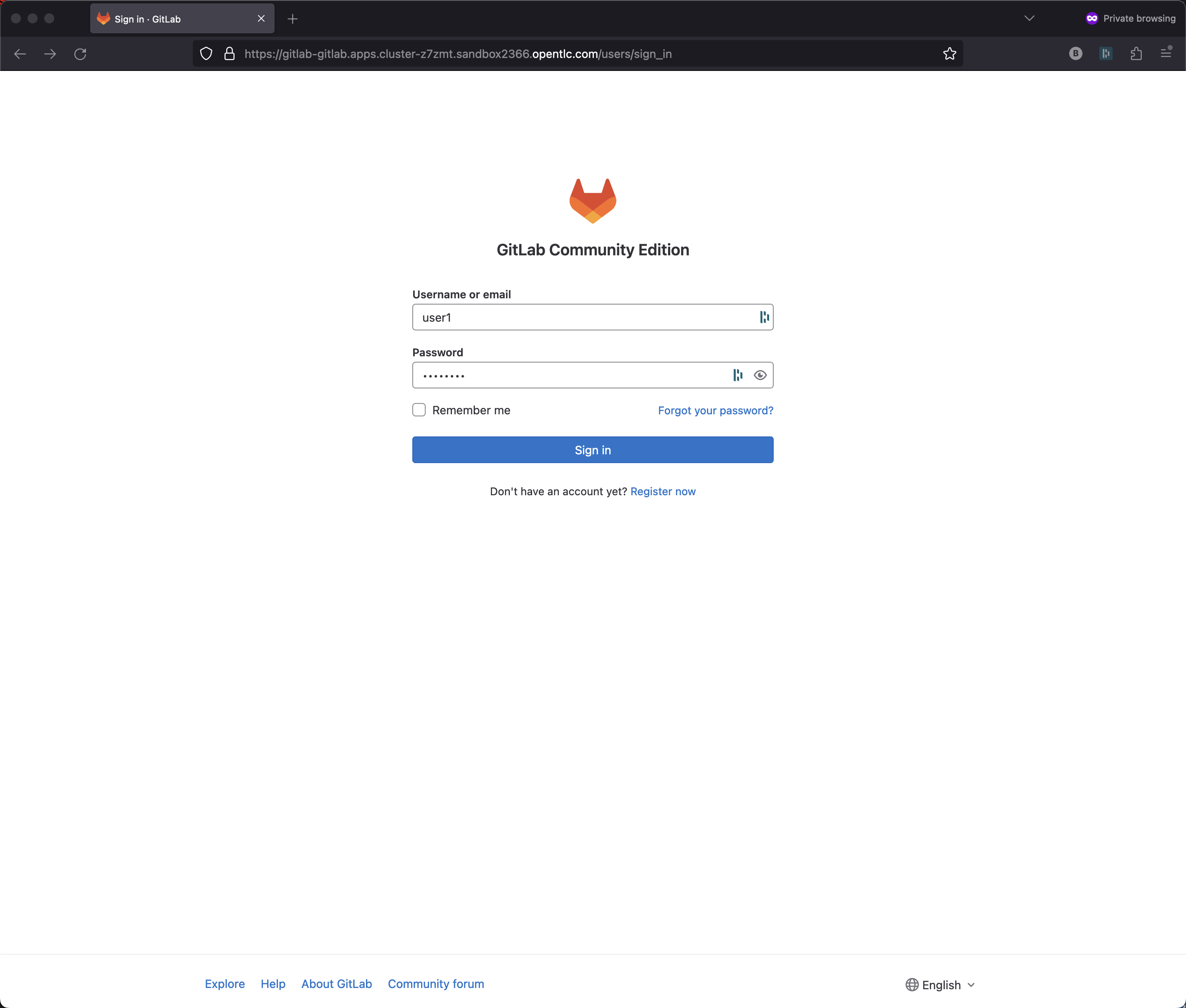 login dev user1 3