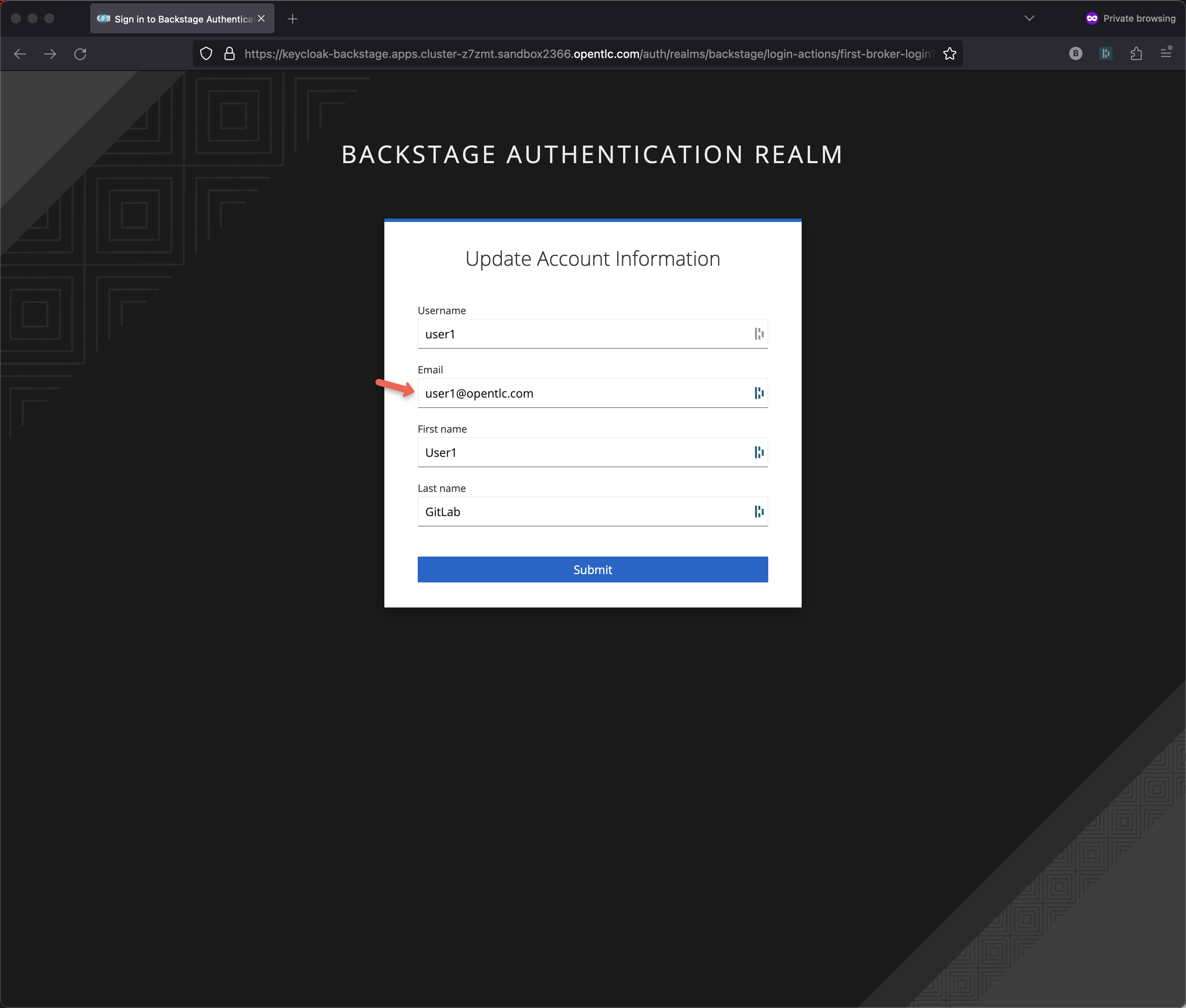 login dev user1 5